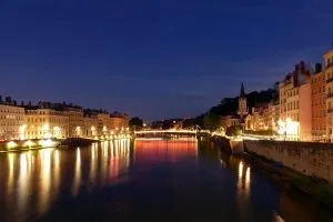 lyon, saint georges, saone, dawn, night, calmed down, reflections, lights, architecture, bridge, lyon, lyon, lyon, lyon, lyon